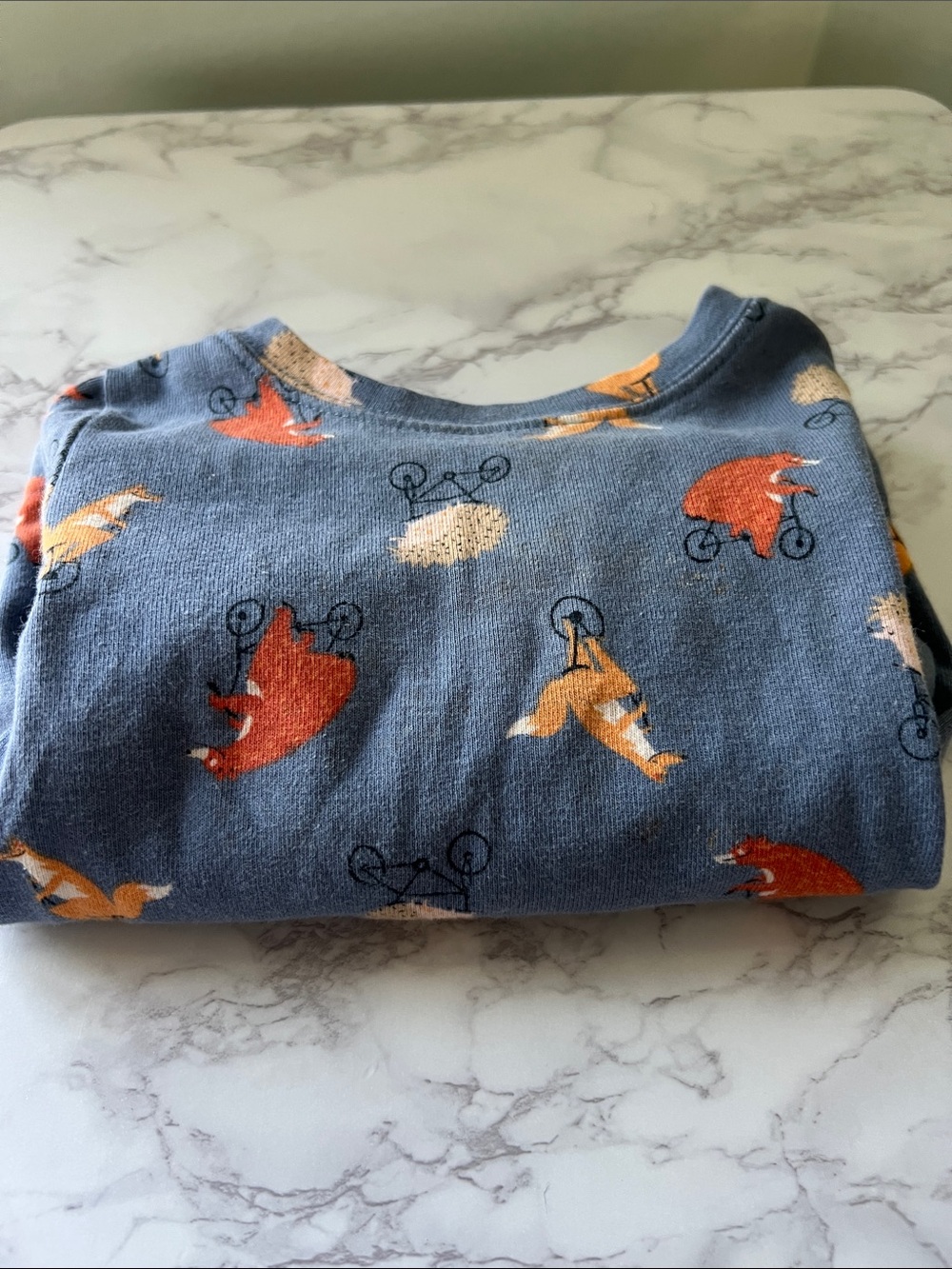 Old Navy Boys Blue Fox Print Pajama Top